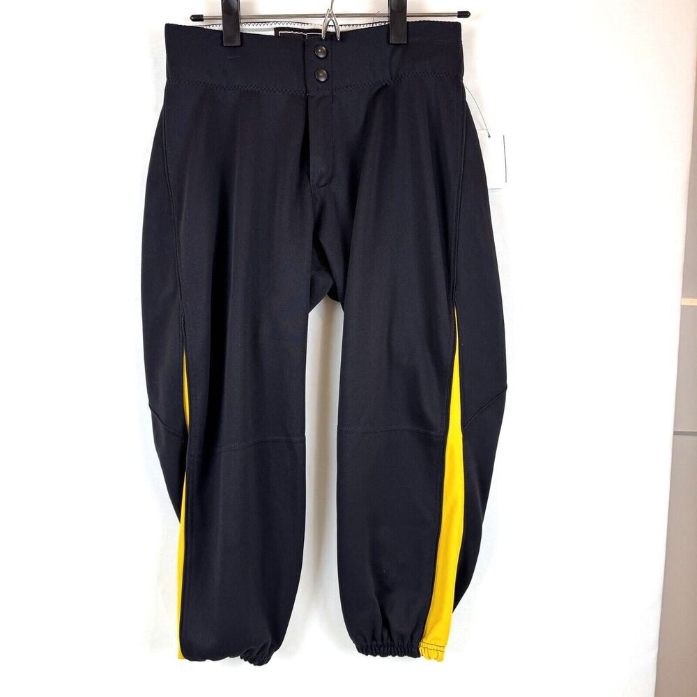 Under Armour Baseball Softball Pants Black Yellow Stripe Womens Size 10 Medium